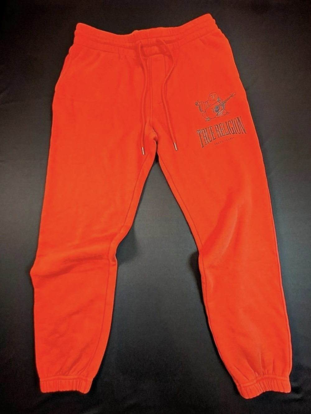True Religion Groovy Buddha Fleece Jogger Pants Orange Medium
